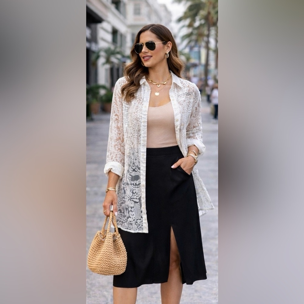 See-through button down blouse/shirt - Picture 2 of 10